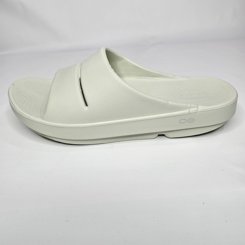 Oofos Slides Men's 10 White OOahh Sport Recovery Sandals Comfortable Slip On